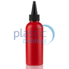 Plastic Bubbles 100ml Boston Round Red Cas spout black