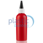 Plastic Bubbles 100ml Boston Round Red Cas spout white and black