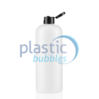 Plastic Bubbles 500ml Boston Round Clear Flip cap open black